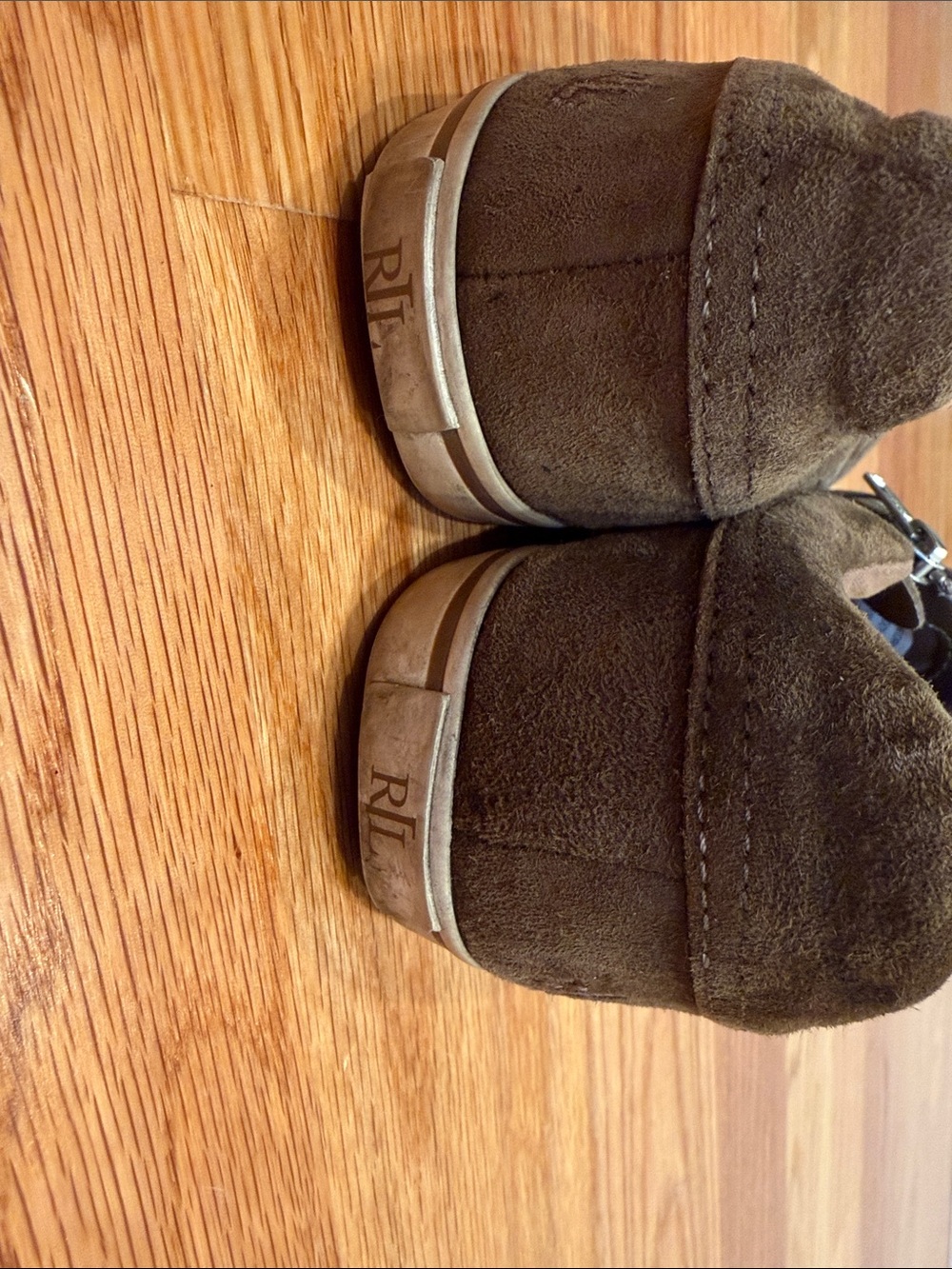 Lauren Ralph Lauren Olive Suede Zip-Front Slip-Ons - Picture 4 of 4